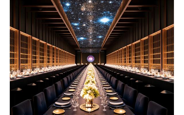 豪華な宇宙テーマの装飾が施されたプライベートイベントスペース